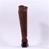 Miss Elastic Fax Block Pull On Long Boot - Brown Suede